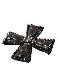 Dolce & Gabbana Black Crystals Embellished Cross Pin Brooch