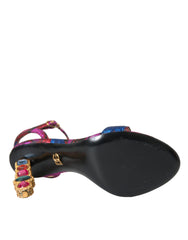 Dolce & Gabbana Multicolor Jacquard Crystals Sandals Shoes