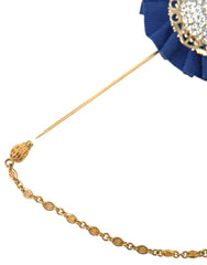 Dolce & Gabbana Gold Brass Crystal Men Brooch Lapel Pin