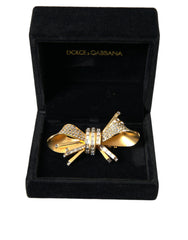Dolce & Gabbana Gold Tone Brass Bow Crystal Women Hair Clip