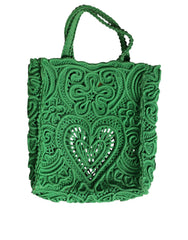 Dolce & Gabbana Green Small Cordonetto Lace Beatrice Tote Bag