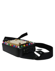 Dolce & Gabbana Black Leather LED Logo Belt Waist Fanny Pack Bag