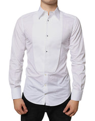 Dolce & Gabbana White Bib Cotton Poplin Formal Dress Shirt