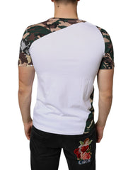 Dolce & Gabbana White Camouflage Stars Crew Neck T-shirt