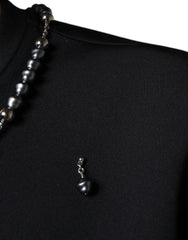 Dolce & Gabbana Black Polyester Necklace Embellished T-shirt