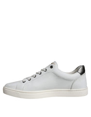 Dolce & Gabbana White Leather Heart Low Top Casual Sneakers Shoes