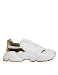 Dolce & Gabbana White Gold DAYMASTER Leather Sneakers Shoes