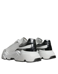 Dolce & Gabbana White Silver DAYMASTER Leather Sneakers Shoes