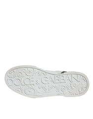 Dolce & Gabbana White Blue Leather Logo Low Top Sneakers Shoes