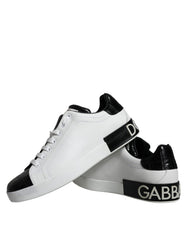 Dolce & Gabbana White Leather Logo Portofino Sneaker Shoes