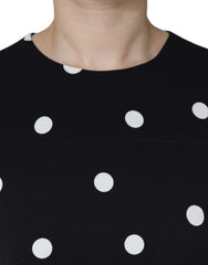 Dolce & Gabbana Black Viscose Polka Dots Sheath Midi Dress