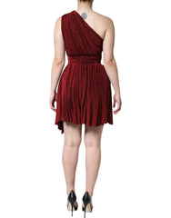 Dolce & Gabbana Red One Shoulder Pleated A-line Mini Dress