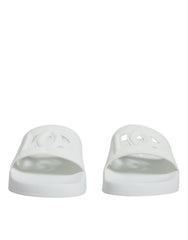 Dolce & Gabbana White Rubber Slides Sandals Beachwear Shoes