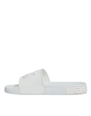 Dolce & Gabbana White Rubber Slides Sandals Beachwear Shoes