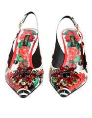 Dolce & Gabbana Multicolor Crystal Heels Slingback Shoes