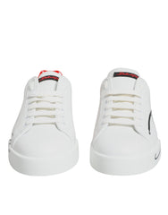 Dolce & Gabbana White Red Portofino Low Top Sneakers Shoes