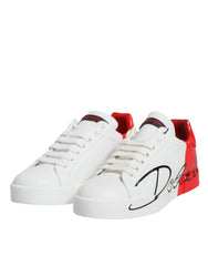 Dolce & Gabbana White Red Portofino Low Top Sneakers Shoes