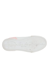 Dolce & Gabbana White Pink Portofino Low Top Sneakers Shoes