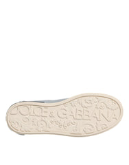 Dolce & Gabbana Silver Calf Leather Portofino Sneakers Shoes