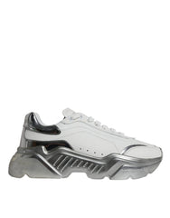 Dolce & Gabbana Silver White Daymaster Low Top Sneakers Shoes