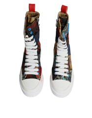 Dolce & Gabbana Multicolor Patchwork Logo High Top Sneakers Shoes