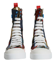 Dolce & Gabbana Multicolor Patchwork Logo High Top Sneakers Shoes