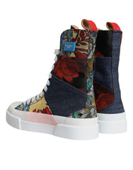 Dolce & Gabbana Multicolor Patchwork Logo High Top Sneakers Shoes