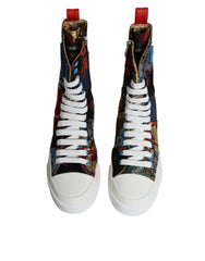 Dolce & Gabbana Multicolor Patchwork Logo High Top Sneakers Shoes