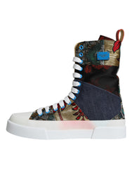 Dolce & Gabbana Multicolor Patchwork Logo High Top Sneakers Shoes