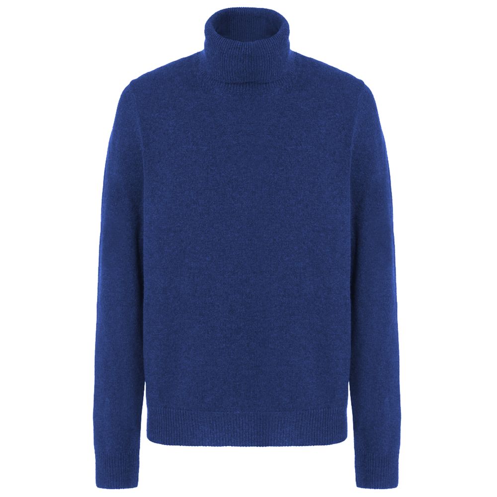 Malo Blue Wool Men Turtleneck Sweater