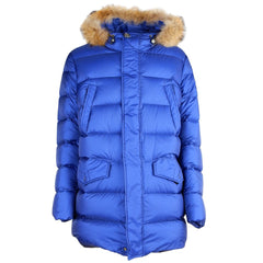 Add Blue Nylon Men Jacket with Duck Down Filling