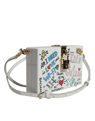 Dolce & Gabbana White Graffiti Print Clutch Crossbody Bag