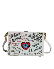 Dolce & Gabbana White Graffiti Print Clutch Crossbody Bag