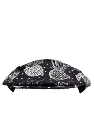 Dolce & Gabbana Black White Pineapple Print Newsboy Cap Hat