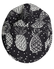 Dolce & Gabbana Black White Pineapple Print Newsboy Cap Hat