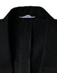 Dolce & Gabbana Black Linen Double Breasted Dress Blazer