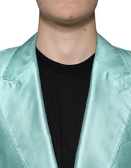 Dolce & Gabbana Mint Green Silk Single Breasted Coat Blazer