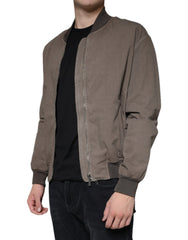 Bikkembergs Brown Full Zip Biker Bomber Long Sleeves Jacket