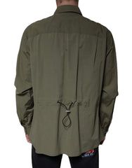 Dolce & Gabbana Military Green Cotton Bend Collared Coat Jacket