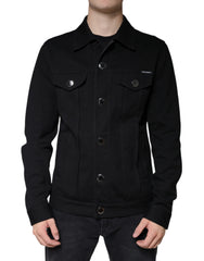 Dolce & Gabbana Black Cotton Blend Button Down Jacket