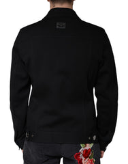 Dolce & Gabbana Black Cotton Blend Button Down Jacket