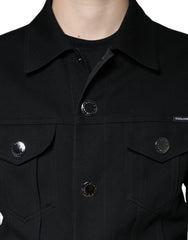 Dolce & Gabbana Black Cotton Blend Button Down Jacket