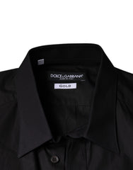 Dolce & Gabbana Black King Crown Embroidered GOLD Dress Shirt