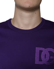 Dolce & Gabbana Purple DG Logo Cotton Crew Neck T-shirt