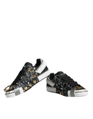 Dolce & Gabbana Black White Portofino Low Top Sneakers Shoes