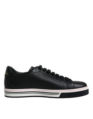 Dolce & Gabbana Black Leather Low Top Men Sneakers Shoes