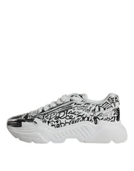 Dolce & Gabbana White Black Graffiti Daymaster Sneakers Shoes