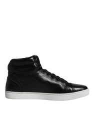 Dolce & Gabbana Black Leather High Top Men Sneakers Shoes