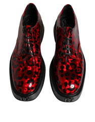 Dolce & Gabbana Red Black Leopard Lace Up Derby Dress Shoes