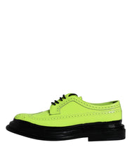 Dolce & Gabbana Neon Green Leather Lace Up Derby Dress Shoes